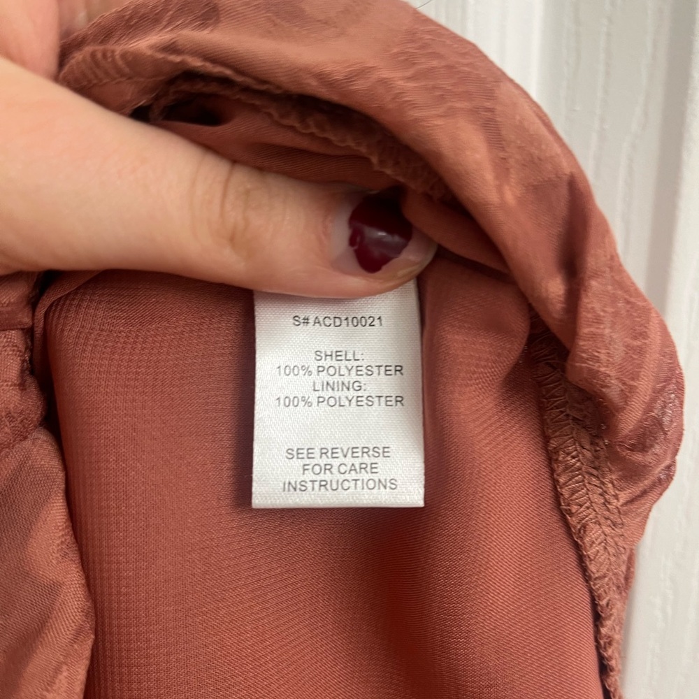 One-Shoulder Ruffle Wrap Dress in Rust - Picture 5 of 5